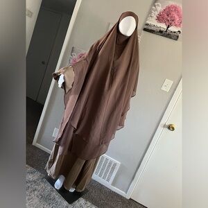 Long two layers khimar with lantern sleeve Arabian dress,niqab,hijab, abayaنقاب